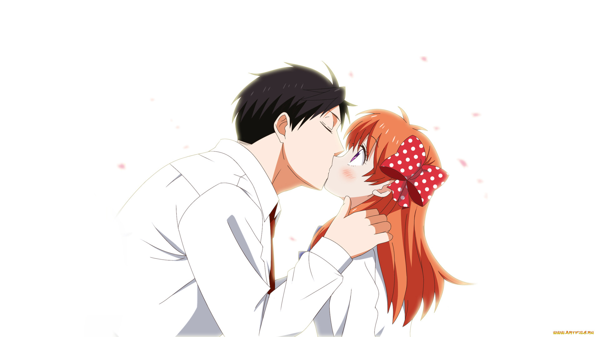 Обои Аниме Gekkan Shoujo Nozaki-kun, обои для рабочего стола, фотографии  аниме, gekkan shoujo nozaki-kun, nozaki, umetarou, gekkan, shoujo, nozaki-kun,  арт, поцелуй, двое, парень, девушка, sakura, chiyo Обои для рабочего стола,  скачать обои